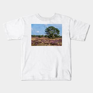 Heathland with trees early in the morning Kids T-Shirt